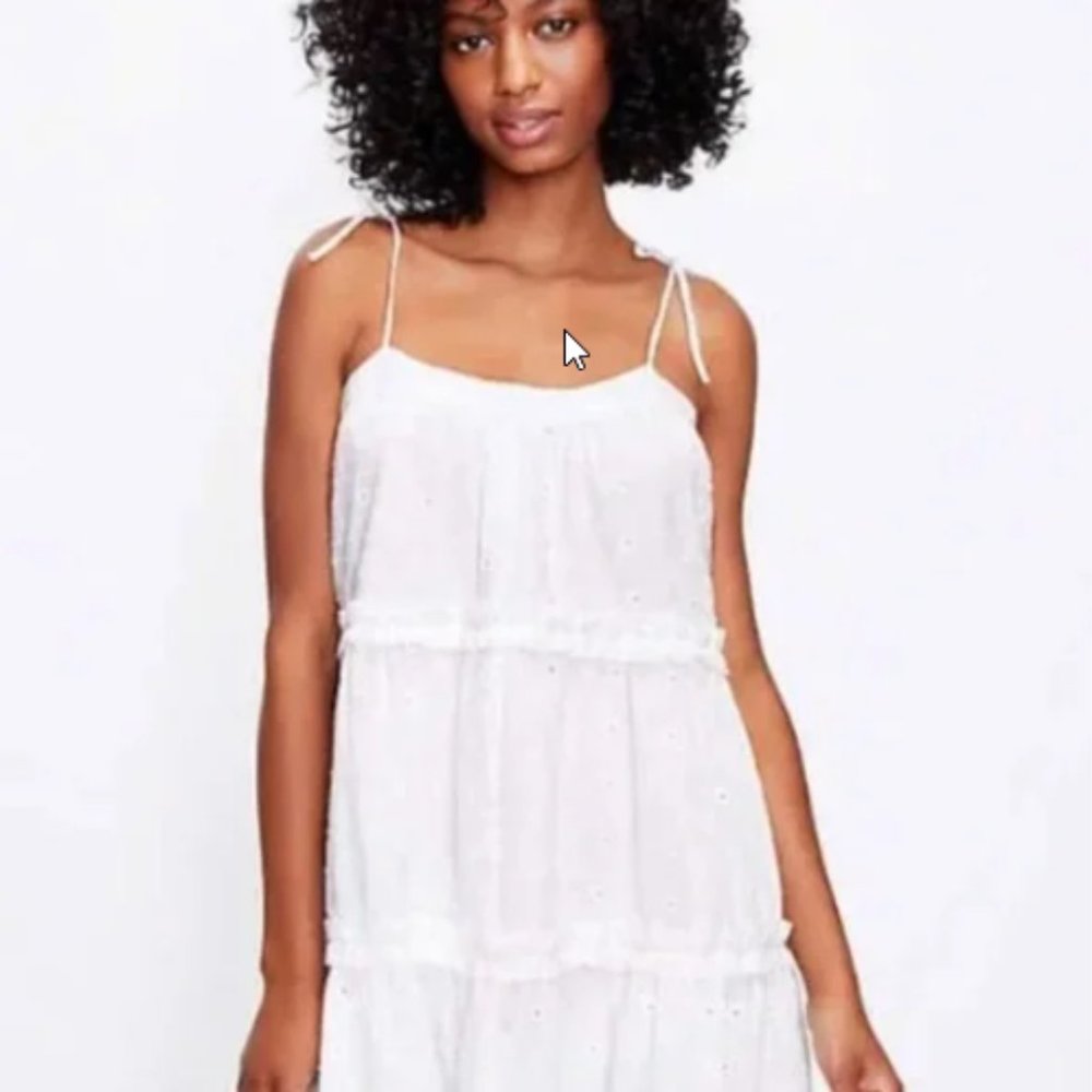 Loft Tiered White Eyelet Dress